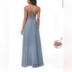 Azazie Everleigh dusty blue dress